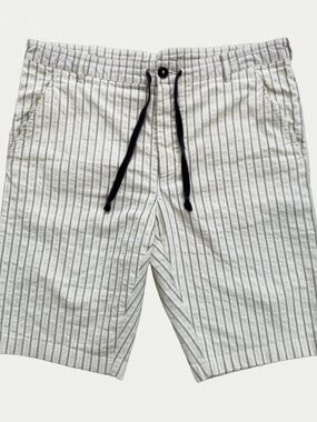 Ann Demeulemeester Striped Cotton Drawstring Shorts 34